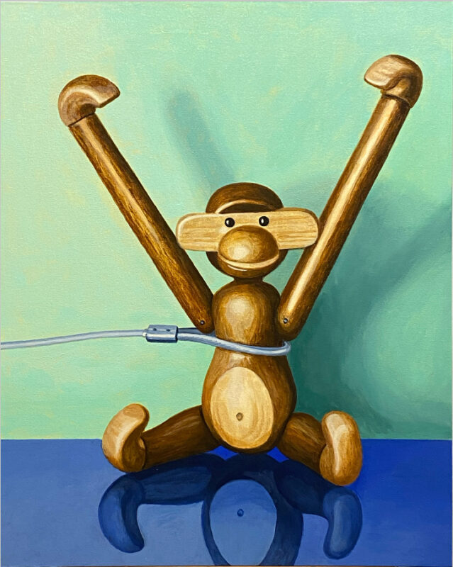 Mokey See Monkey Do- Acrylic on canvas board, 40 x 50 cm, price €600 including frame